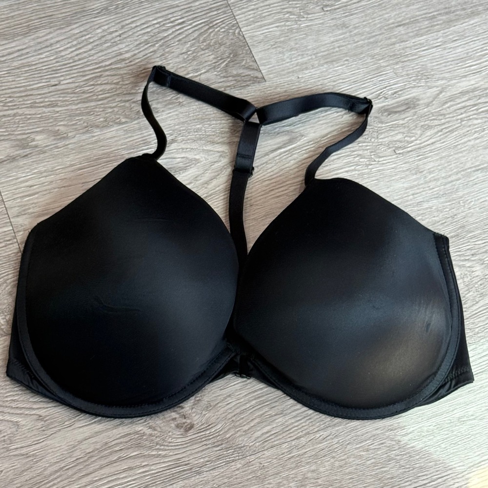 Victoria's Secret PINK Wear Everywhere Push-Up Bra Black Front Close 36DDD